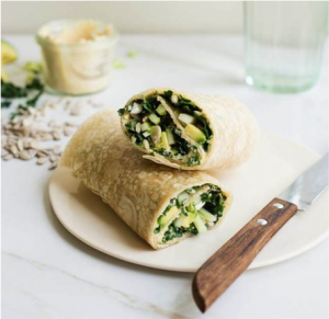 Photo courtesy of http://helloglow.co/power-lunch-protein-packed-kale-hummus-wrap/