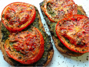 Photo courtesy of http://www.cearaskitchen.com/roasted-tomato-pesto-melt-vegan-healthy-gluten-free-easy/