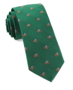 Green racehorse emblematic tie