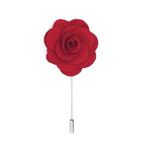 Red flower lapel pin