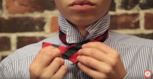 fold tie into bow tie shape