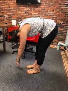 office yoga forward fold